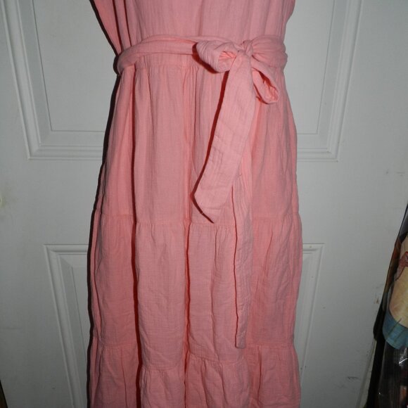 J.Crew Factory $110 Belted Gauze Midi Dress in Pink Size 10 🆕FAST⌚📦🏃🏻💨⚡🚚 - Picture 4 of 14